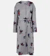 Erdem Flower Wool Belted Oversized Coat In Gray