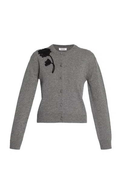Erdem Floral Wool-cashmere Cardigan In Gray