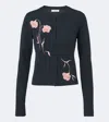 Erdem Embroidered Fitted Cardigan In Green