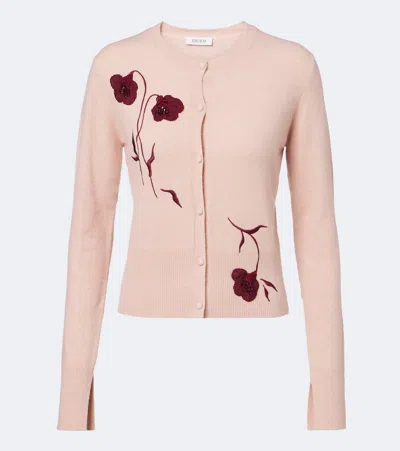 Erdem Floral-appliqué Cardigan In Pink