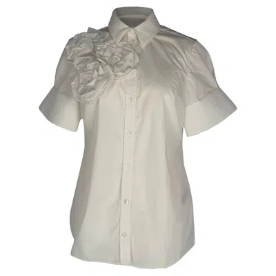 Pre-owned Erdem Floral-appliqué Shirt In White Cotton