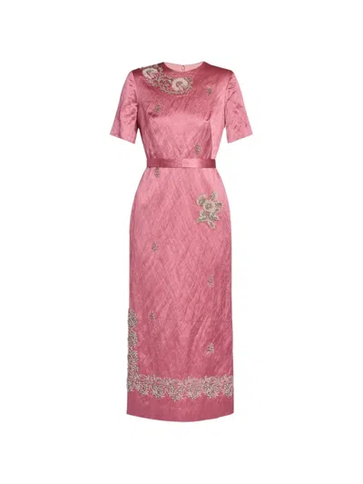 Erdem Midikleid Mit Blumenstickerei In Pink