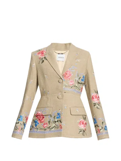 Erdem Floral Embroidered Blazer In Multi