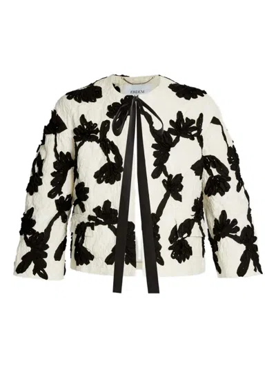 Erdem Floral-embroidered Jacket In White