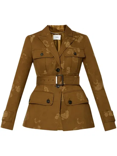 Erdem Blazer Mit Jacquard-blumenmuster In Brown