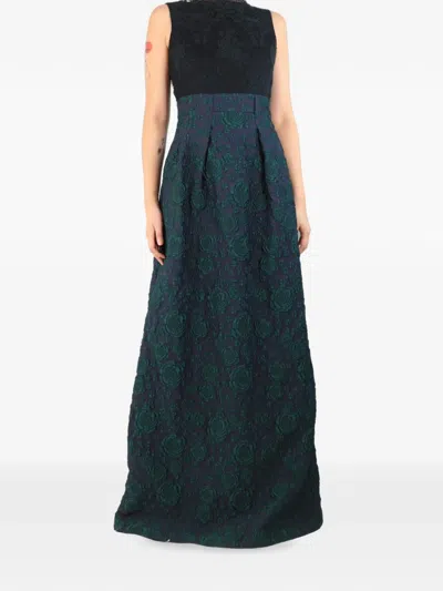 Pre-owned Erdem Floral-jacquard Lace Maxi Dress In Blue