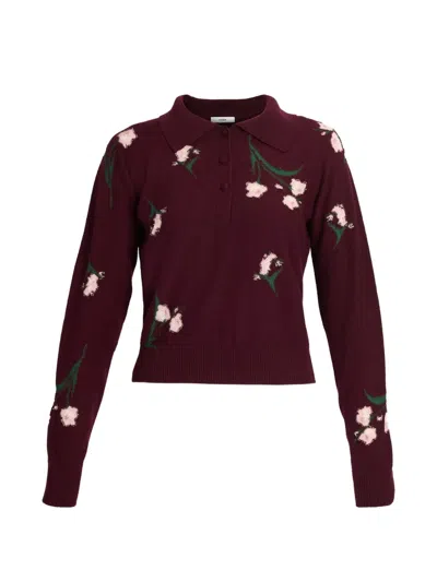 Erdem Merino Wool Floral Knit Jumper In Brown