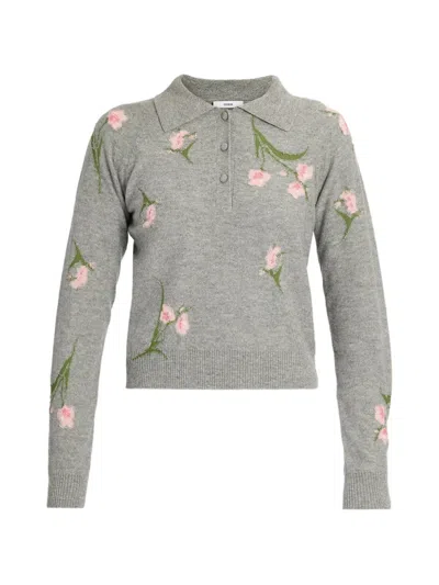 Erdem Floral-knit Sweater In Gray