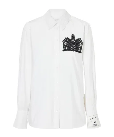 Erdem Embellished Lace-trimmed Organic Cotton-poplin Shirt In White