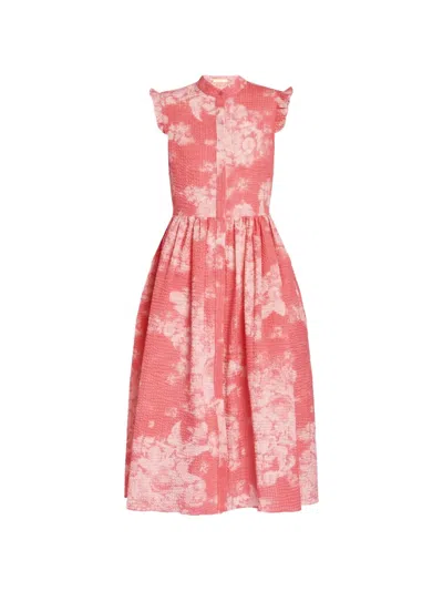 Erdem Floral-pattern Midi Dress In Pink