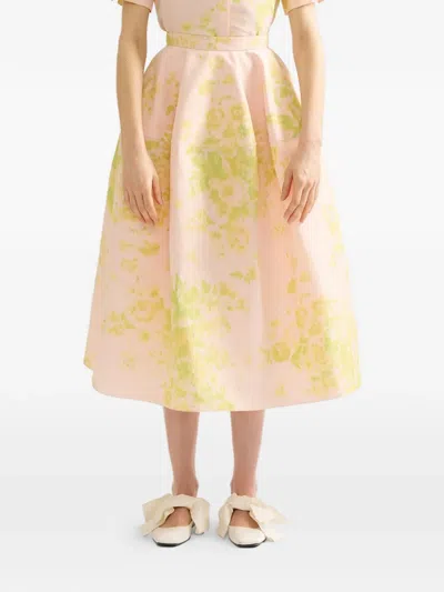 Erdem Floral-pattern Midi Skirt In Multi