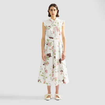 Erdem Soleil Floral-print Cotton-poplin Mini Dress In Mint