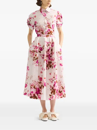 Erdem Floral-pattern Skirt In Pink