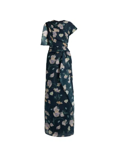 Erdem Floral-print Asymmetric Gown In Multi
