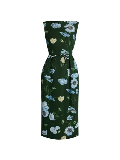 Erdem Floral-print Belle Époque Dress In Green