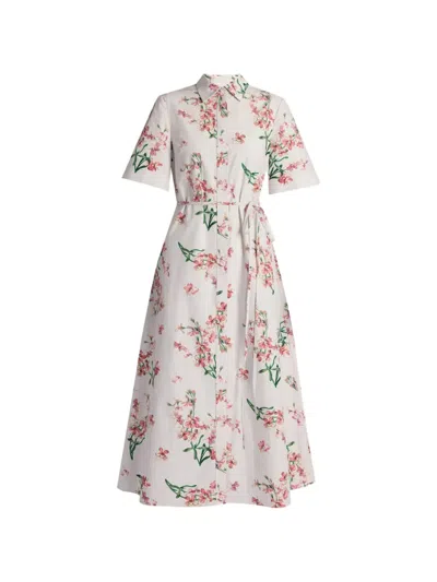 Erdem Floral-print Cotton-poplin Midi Dress In Black