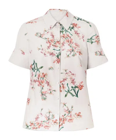 Erdem Floral-print Cotton-poplin Shirt In White