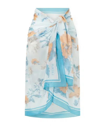 Erdem Floral-print Cotton-voile Pareo In Multi