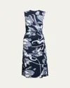 Erdem Floral-print Draped Sleeveless Midi Dress In Green