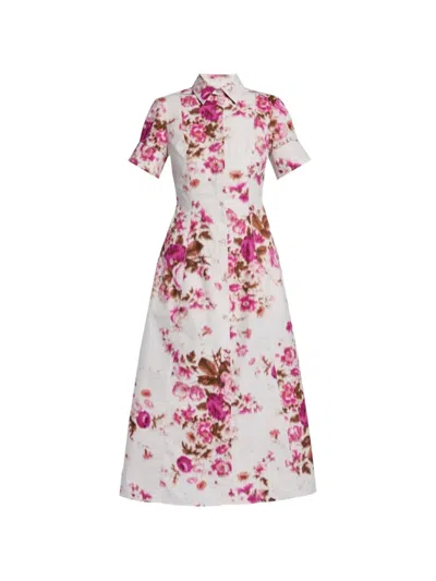 Erdem Floral-print Midi Dress In White