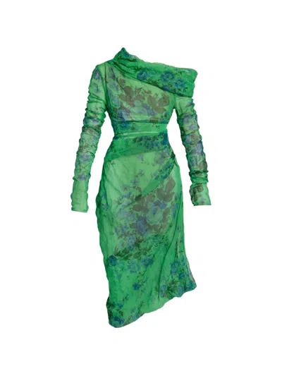 Erdem Floral-print One-shoulder Dress In Multi
