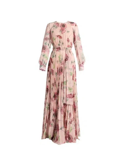 Erdem Floral-print Pleated Gown In Pink