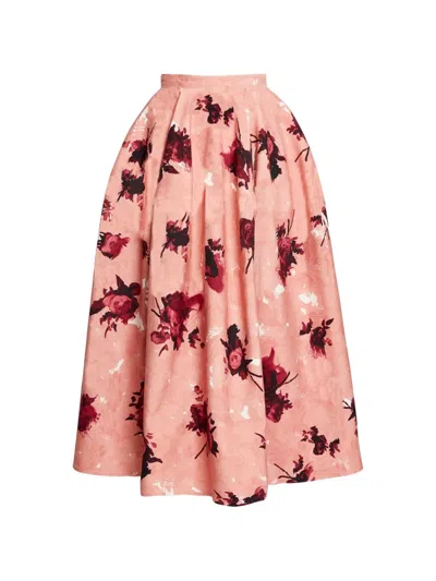Erdem Floral-print Pleated Midi Skirt In Pink