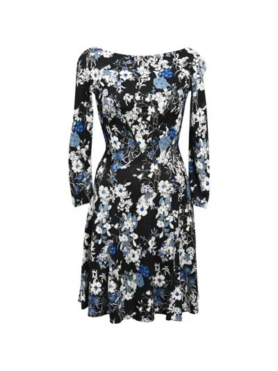 Pre-owned Erdem Floral-print Ruffle Dress In Black