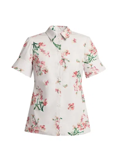 Erdem Floral-print Short-sleeve Shirt In White