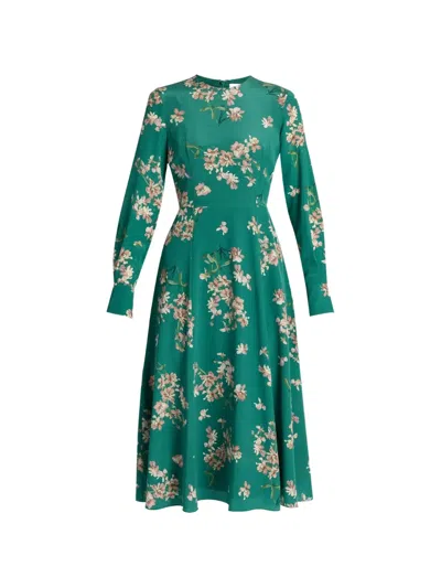 Erdem Floral-print Silk Dress In Multi