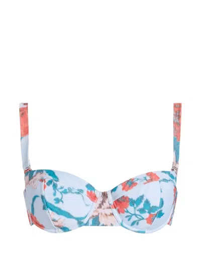Erdem Floral-print Underwired Bikini Top In Blue