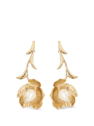 Erdem Embellished Drop Earrings In Gold