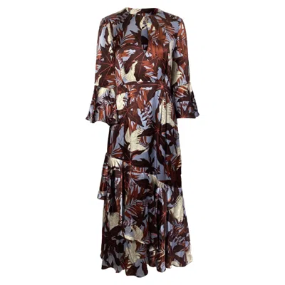 Erdem Florence Ruffled Printed Midi Dress In Multicolor Silk
