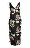 Erdem Flower-appliquéd Midi Cocktail Dress In Multi
