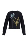 Erdem Flower-embroidered Merino-wool Sweater In Black
