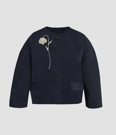 Erdem Flower Jacquard Cropped Jacket In Multi