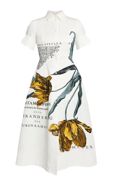 Erdem Flower-printed Cotton-blend Midi Shirt Dress In Multi