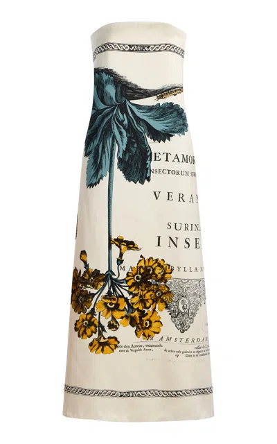 Erdem Flower-printed Midi Cocktail Dress In Neutral