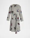 Erdem Flower Wool Belted Oversized Coat In Multi