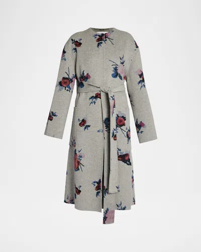 ERDEM FLOWER WOOL BELTED OVERSIZED COAT