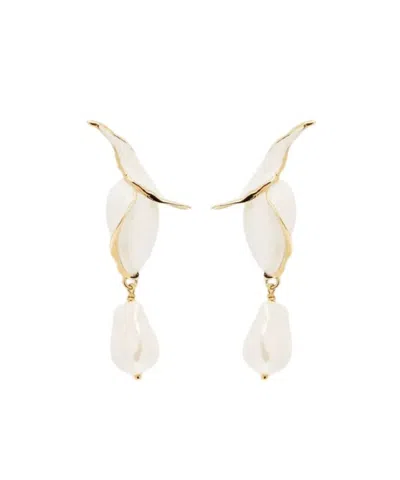 Erdem Flower-bud Pearl Earrings In Purple
