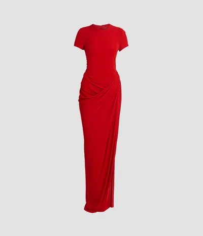 Erdem Fluid Crepe Jersey Short Sleeve Midi Dress In Red