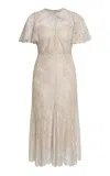 Erdem Flutter-sleeve Midi Dress In Silver