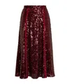 Erdem Frayed Sequined Crepe De Chine Midi Skirt In Brown