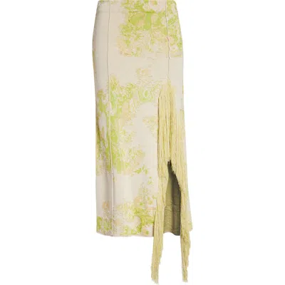 Erdem French Fray Floral Jacquard Pencil Skirt In Green
