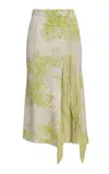 Erdem French Fray Knit Midi Skirt In Green