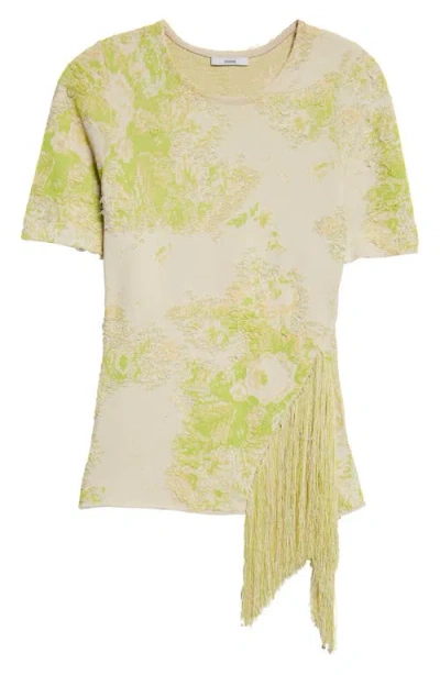 Erdem French Fray Short Sleeve Knit Top In Green