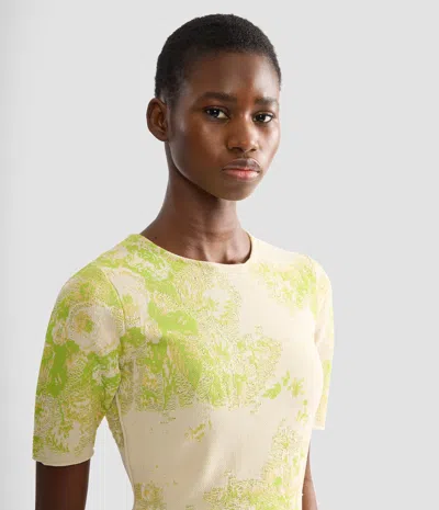 Erdem French Fray Short Sleeve Knit Top In Multi