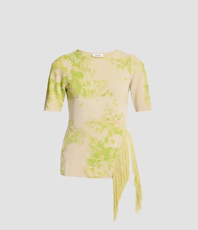 Erdem French Fray Short Sleeve Knit Top In Multi