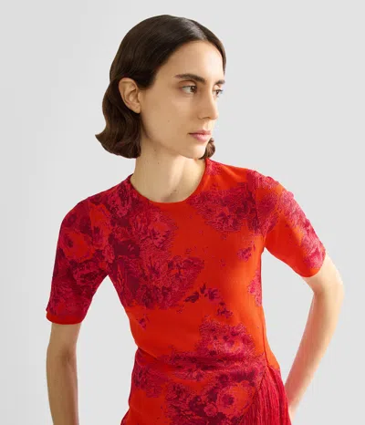 Erdem French Fray Short Sleeve Knit Top In Multi